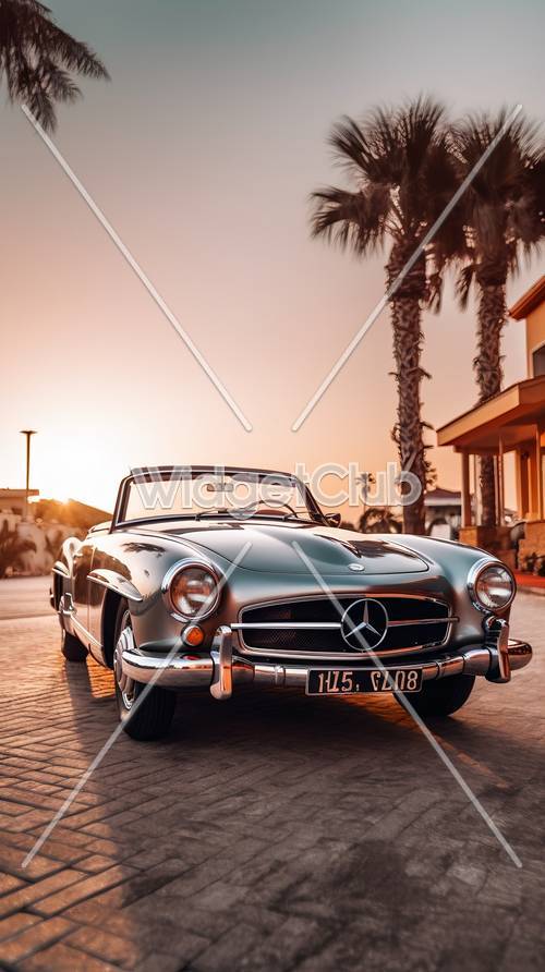 Classic Car Under Sunset Skies
