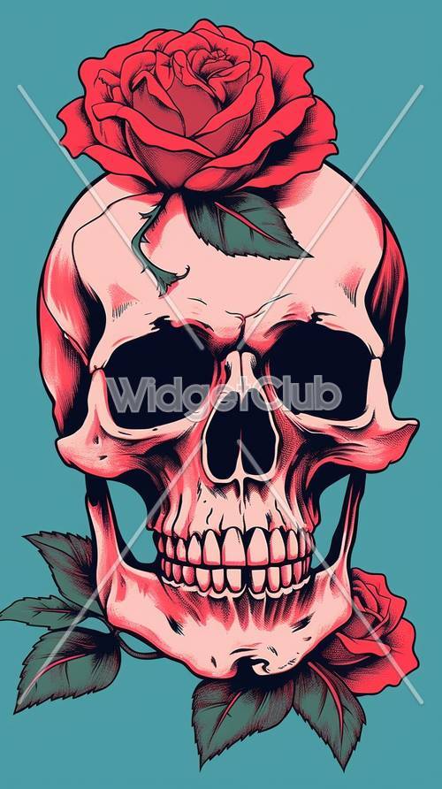 Skull with Rose Art Tapet [29cae563fcb740e691e5]