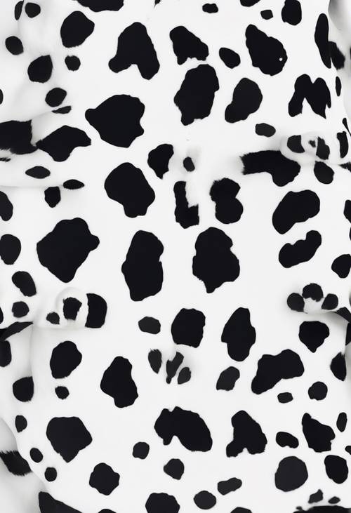 Motivo che ricorda la pelle immacolata di una mucca americana del White Park, con le sue macchie nere su sfondo bianco.