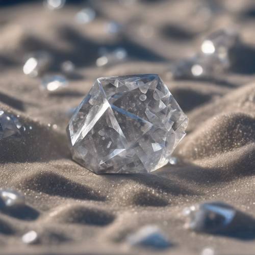 Um cristal de areia cinza exclusivo sob um microscópio, iluminando os padrões geométricos ocultos.