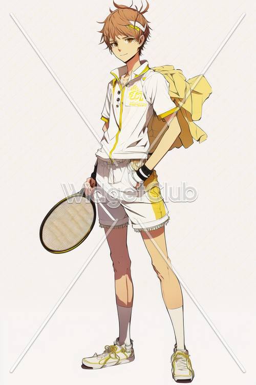 Anime-Tennisspieler bereit zum Einsatz