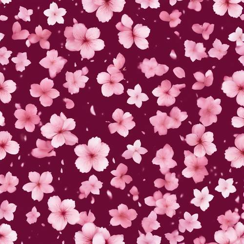 A seamless pattern with cherry blossom petals raining down in gradients of burgundy. Tapeta [0d0d977449ae4b609862]