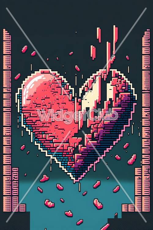 Pixelated Heart in a Glitch Art Style