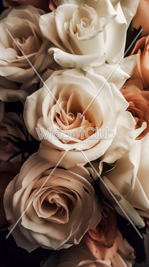Mawar Krim Cantik Penuh Kelopak Lembut
