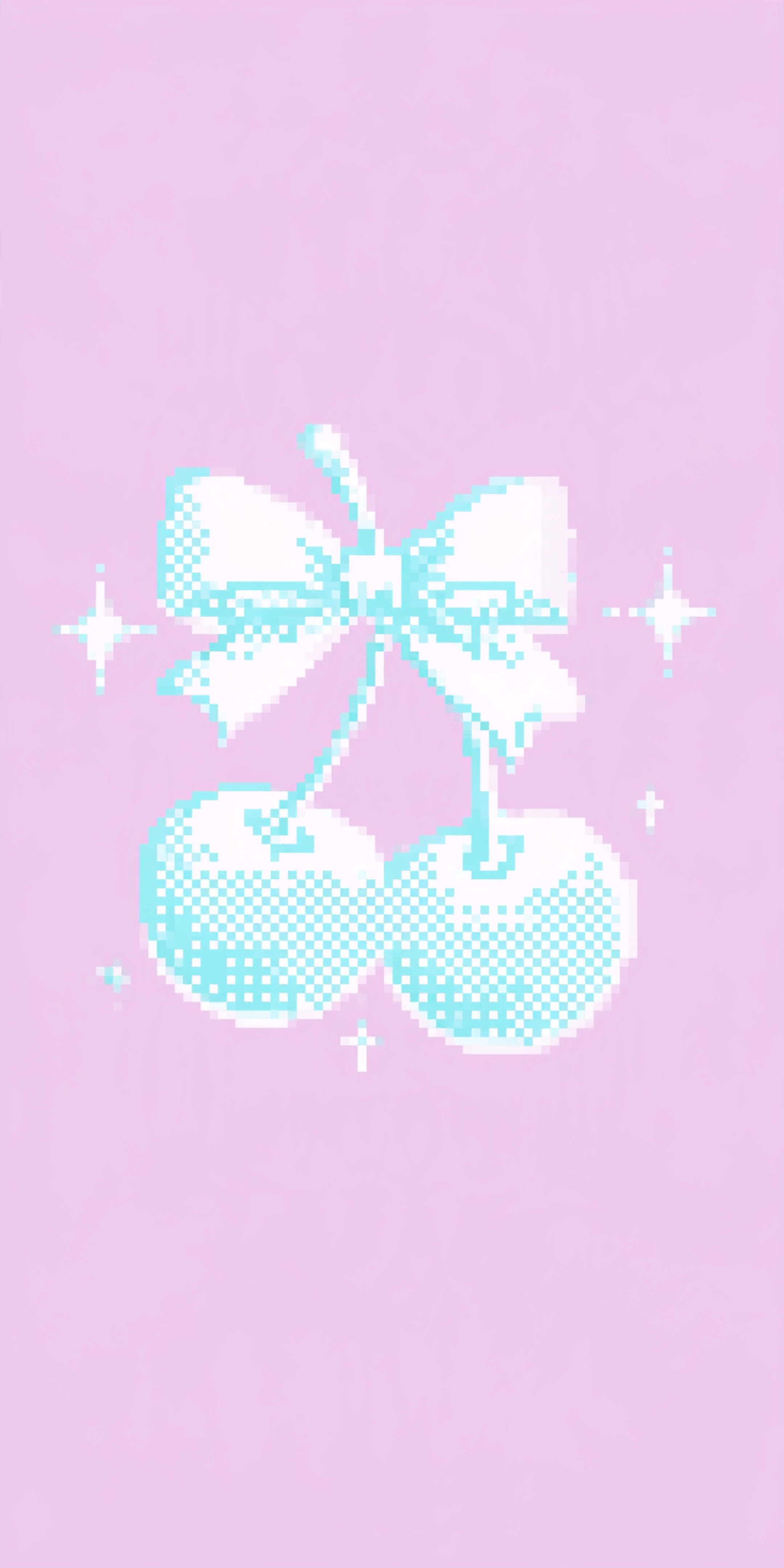 Pixel Art Cute Cherries with Blue Bow and Sparkles on Pink Taustakuva[2a5b59b2c56c49639309]