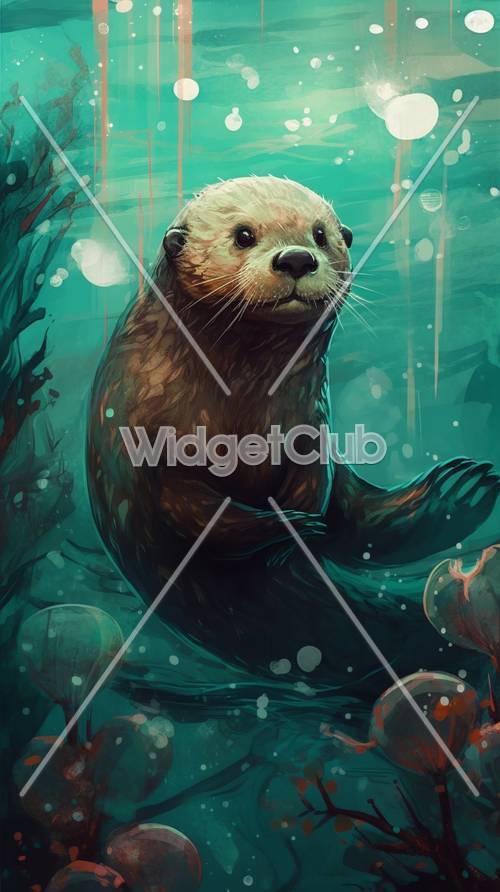 Cute Otter Art for Your Screen