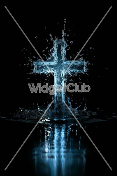 Blue Water Splash Cross Image Ფონი[32eda77196e84e7a9c5e]