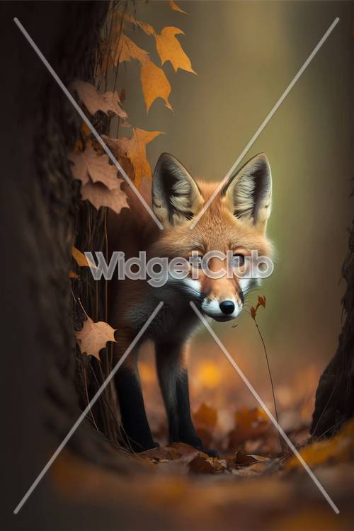 Beau renard d&#39;automne dans la forêt