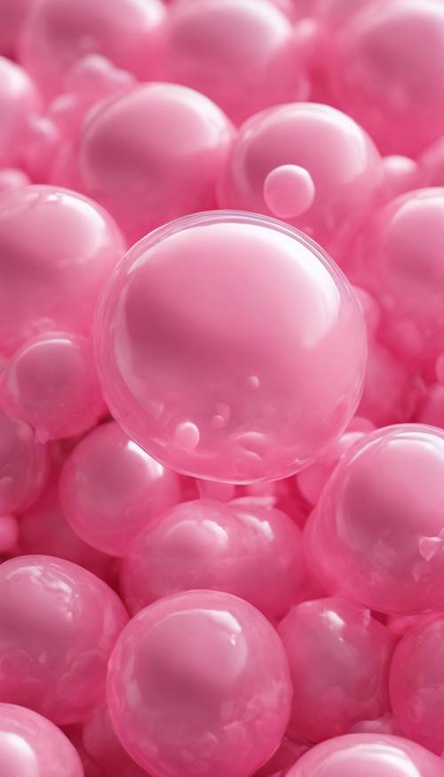A close up of pretty pink bubble gum being blown into a large bubble.