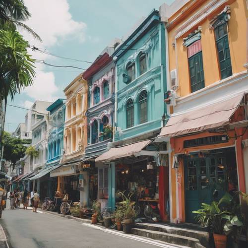 Le pittoresche e colorate botteghe di Haji Lane, la strada hipster di Singapore, piena di boutique indipendenti e caffè.
