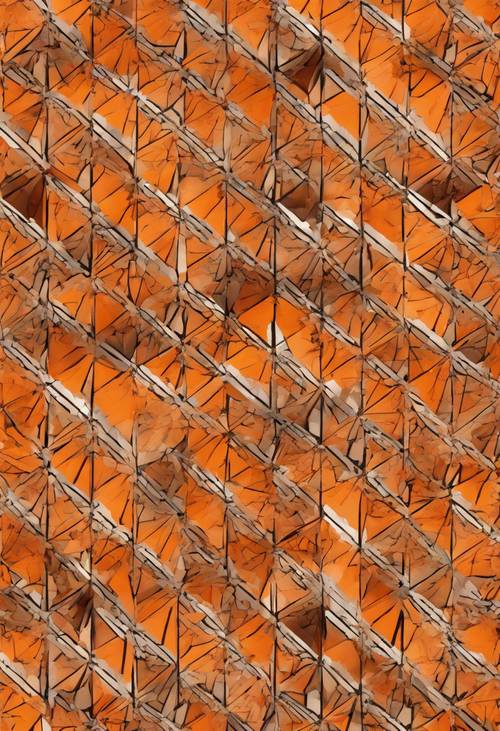 Triangles géométriques orange, soigneusement disposés dans un motif homogène et complexe.