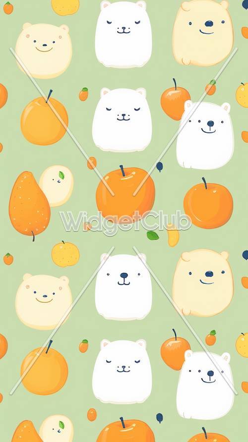 Cute Cartoon Bears and Fruits Pattern for Kids