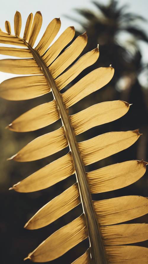 A vivid illustration of a yellowing palm leaf, signaling the coming of autumn.