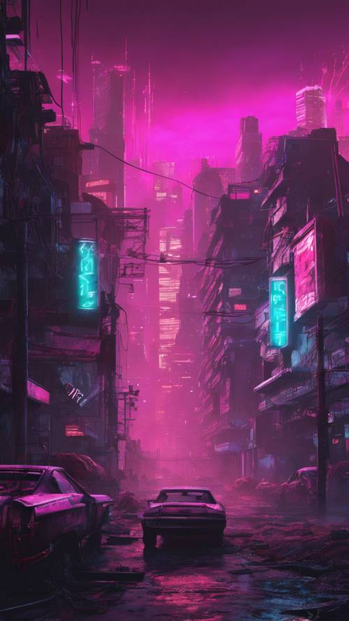 Paysage urbain post-apocalyptique sombre et sinistre dans un jeu vidéo populaire.