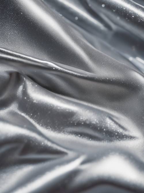 A midnight sky reflected on a shiny, silver leather fabric.