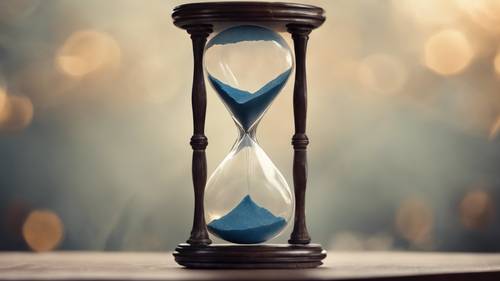 An image of an hourglass with memoirs of conflicts transforming into peaceful situations, symbolizing resolution over time.