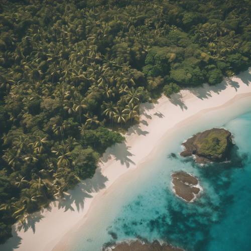 Вид с воздуха на цепочку тропических островов с островами различной формы и размера, разбросанными по огромному океану.