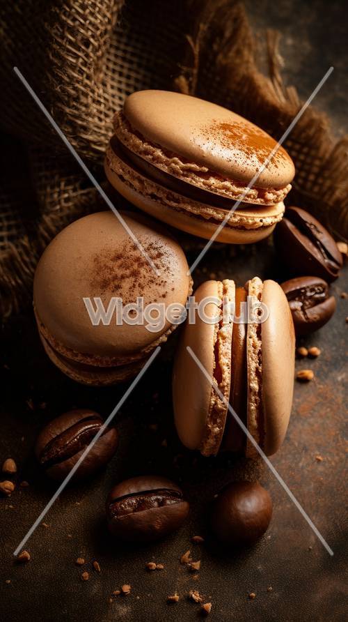 Schokoladen- und Kaffee-Macaron-Genuss
