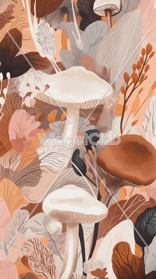 Funghi in una magica foresta autunnale