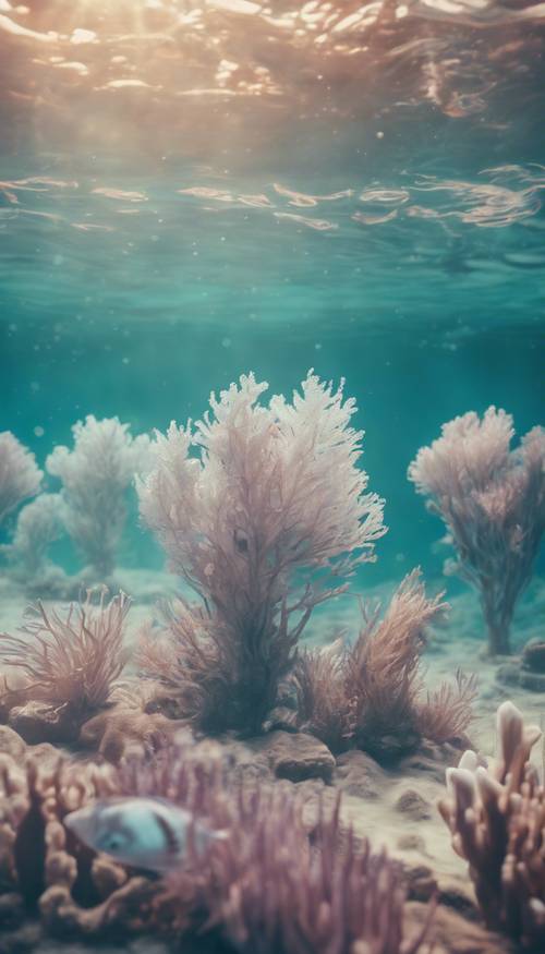 Nghệ thuật trừu tượng màu pastel mô tả sự yên tĩnh của khung cảnh dưới nước. Hình nền [ecad331e4cec4cb5bcd6]