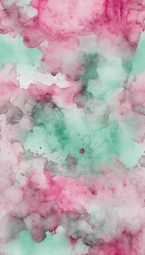 A watercolor wash with tones changing from hot pink to frosty mint green in a seamless pattern. Wallpaper [01a0e8eb17f546c9b595]