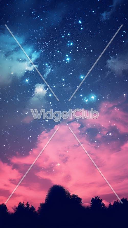 Starry Sky Full of Twinkling Stars and Colorful Clouds