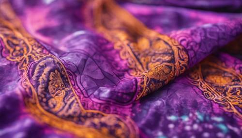 Bandana penuh dengan desain tie-dye ungu yang rumit.