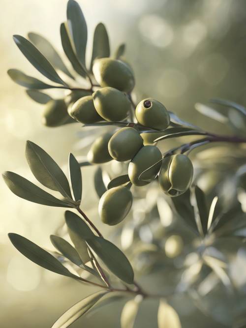 A contemporary graphic rendering of an olive branch.