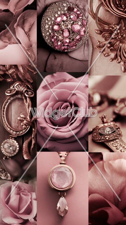 Elegantes accesorios vintage en rosa y oro