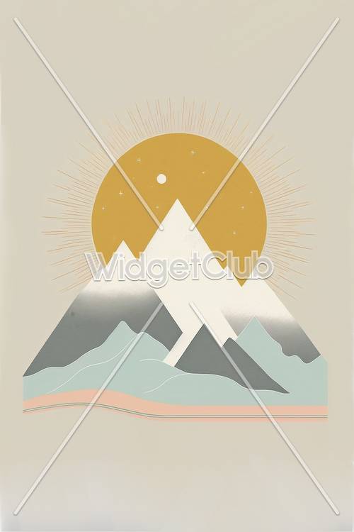 雪山に昇る太陽　- 朝日の壁紙