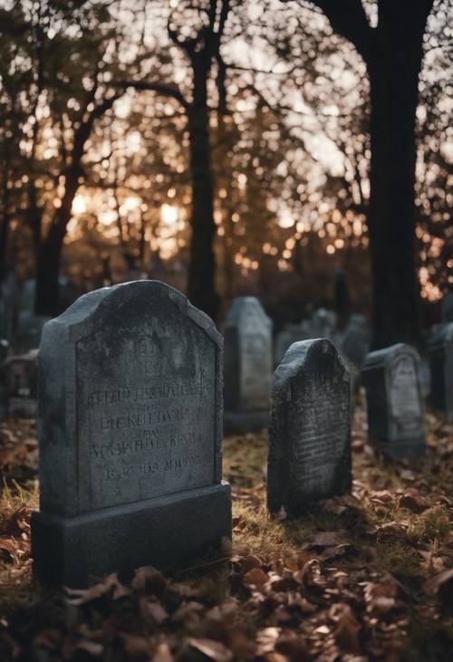 Tombstones with eerie lights flickering around them in a graveyard at night Tapéta [f1da32fa8973486998b4]