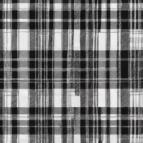 A grayscale image of a plaid pattern. Tapet [d474d94877924953ab1f]