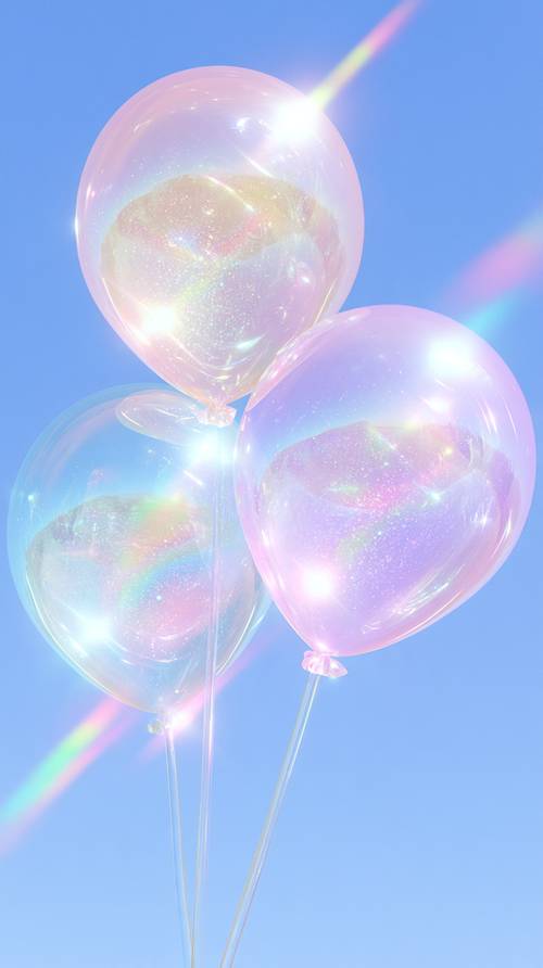 Shiny Pastel Rainbow Balloons in the Sky Wallpaper [6f21d94d75c64871a495]