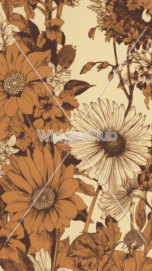 Floral Art of Sunflowers and Daisies Tapeta [cb7e10150bb9425aa905]