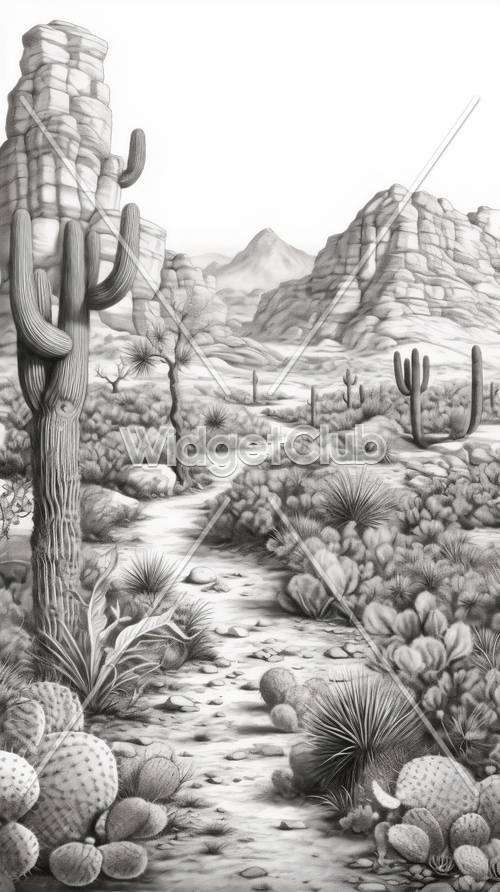 Paysage désertique avec cactus et montagnes