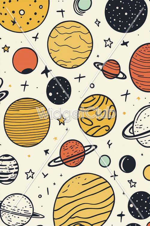 Planetas y estrellas coloridos en el espacio