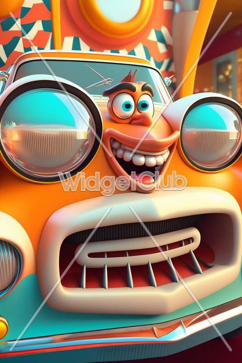 Colorful Cartoon Car with Big Eyes