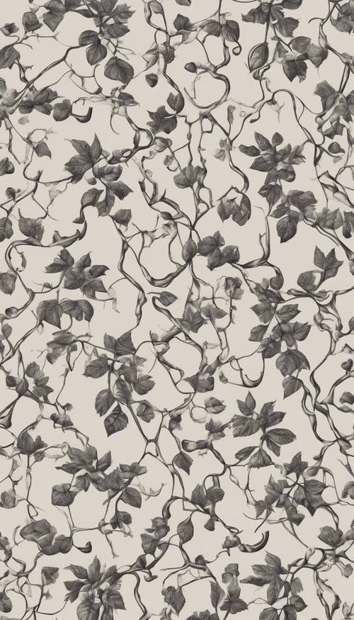 A seamless pattern featuring a Roman vine illustration in monochrome against a parchment background.