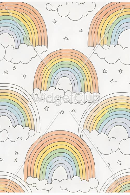 Colorful Rainbow and Clouds Pattern for Kids Wallpaper[e14e8889c04f4219a2f8]