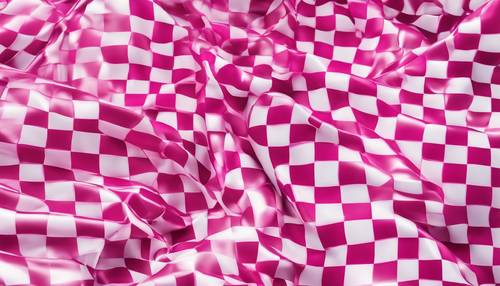 Hot pink and white checkered pattern with a glossy, glass-like texture. Tapetai [b8c41535b53546d1b32f]