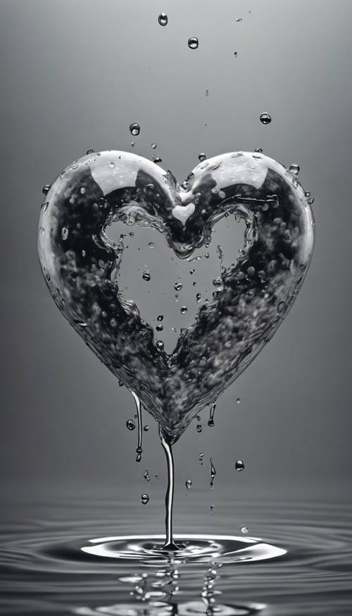 A heart formed from swirling black and gray ink dropped in water. Kertas dinding [2e0358fd0b3c48628d1f]