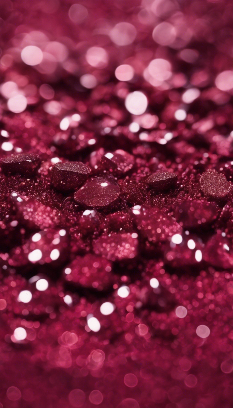 Close-up view of shimmering burgundy glitter scattered randomly. Tapeta[267ab8ff156443aeb8e2]