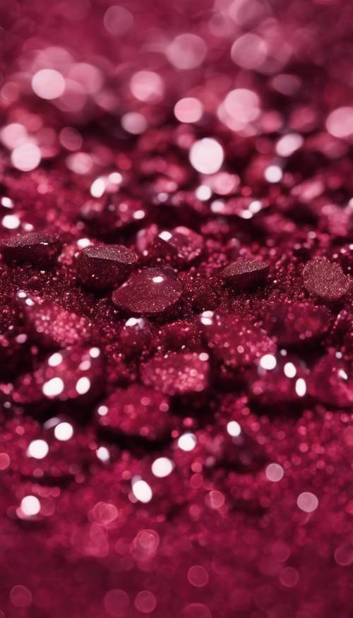 Close-up view of shimmering burgundy glitter scattered randomly.