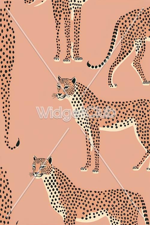 Playful Leopards on Pink Background壁紙[a9c1a10d8335489ea102]