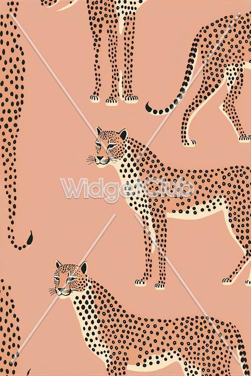 Leopardos brincalhões em fundo rosa
