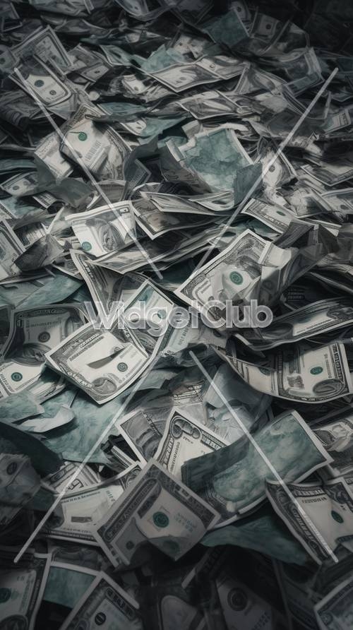 Piles of Money in Cool Tones Валлпапер[53c8becc9ca74147bb72]