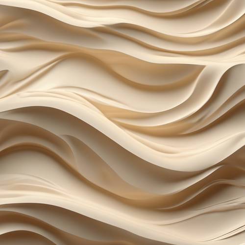 クリーム色の波が織りなす美しい3D壁紙