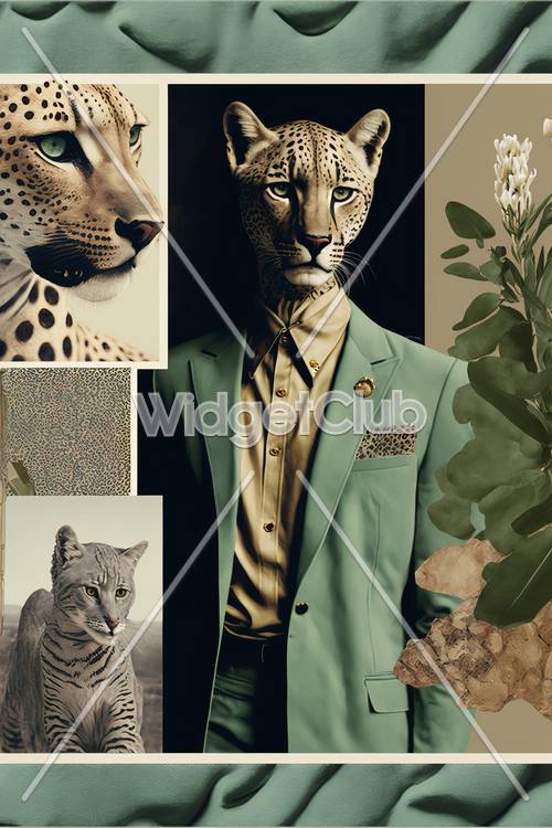 Stylish Leopard in a Green Suit