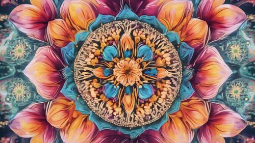 Ein lebendiges Mandala-Design mit Tulpenmuster.