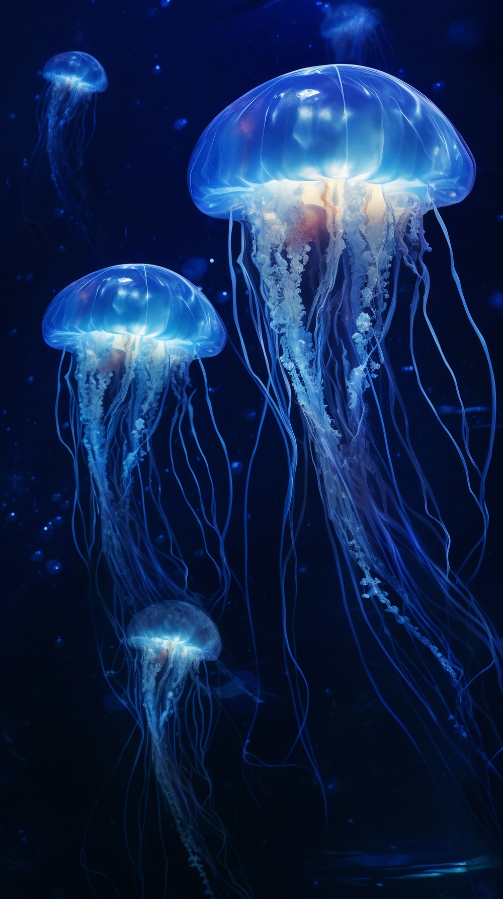Glowing Jellyfish Underwater Hintergrund[0c6362e329094f6a939f]